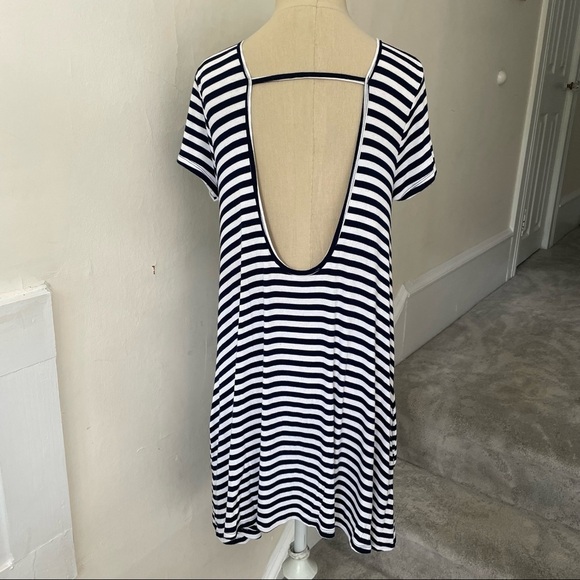 Lovers and Friends White Navy Stripe Short Sleeve Open Back Hiatus Dress Size S - Picture 5 of 12